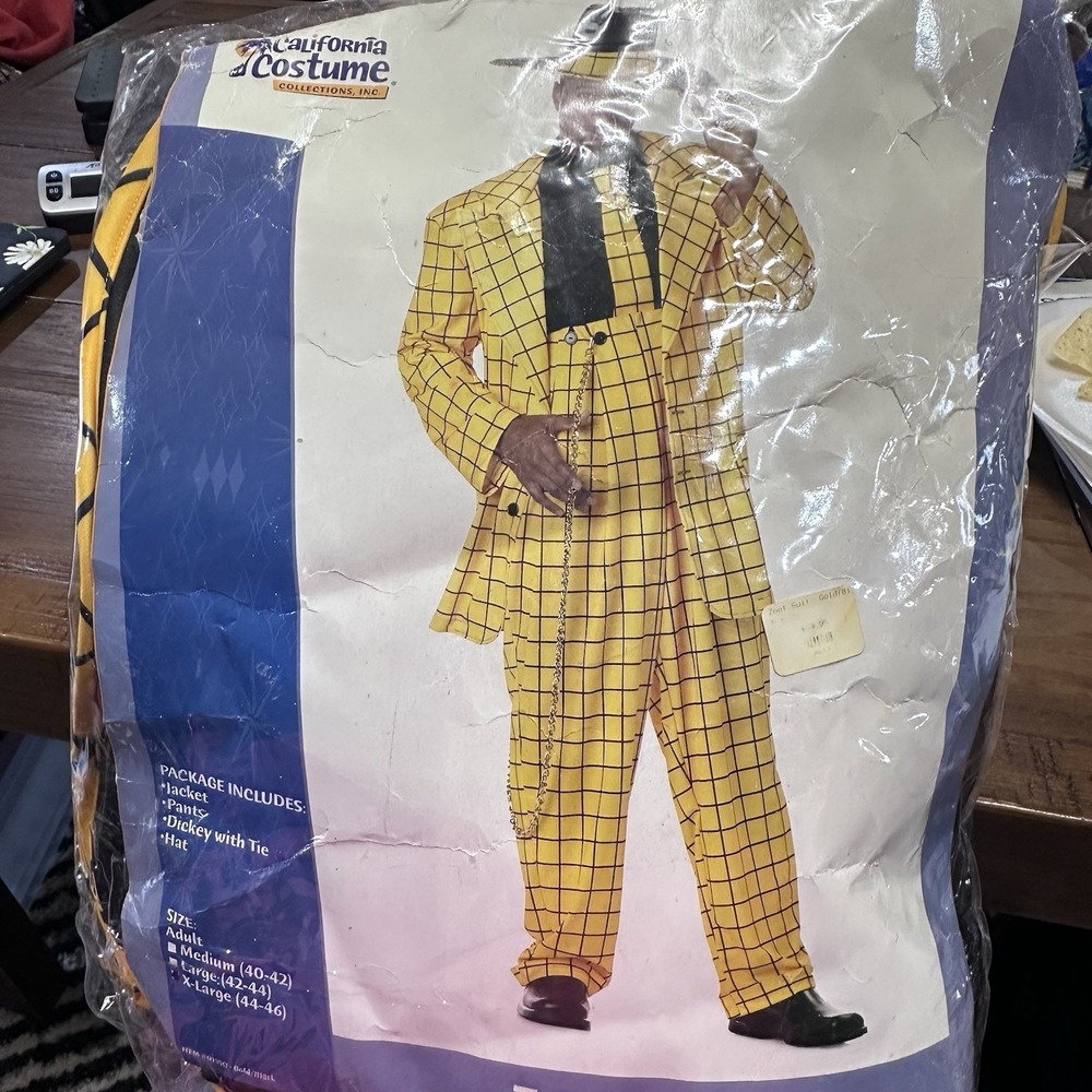 Adult Zoot Suit Costume Xl 44/46 Yellow Black Stripes‎ 1940 Swing Gangster